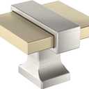 Amerock Overton 1-3/8 inch (35mm) Length Golden Champagne/Satin Nickel Cabinet Knob, BP36680BBZG10