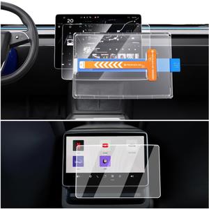 Screen Protector For Tesla Model 3 Highland(2024-2026)/Model Y Juniper(2025-2026) - 2Pcs [15.4-Inch Navigation & 8-Inch Rear Screen] With Alignment Kit - Tempered Glass Film Model 3/Y Accessories
