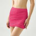 2 x Women's Bodycon Mini Skirt Ruched Mesh Stretch Sexy Skirts (Pink, S)