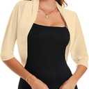 MINTLIMIT Women's Chiffon Batwing 3/4 Sleeve Open Front Shrug Bolero Cardigan Elegant Cropped Cardigans for Evening Dress (White, XL)