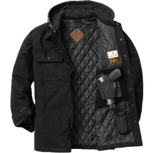 Legendary Whitetails mens Concealed Carry Maplewood Hooded Shirt Jacket (Large, Black Heather)