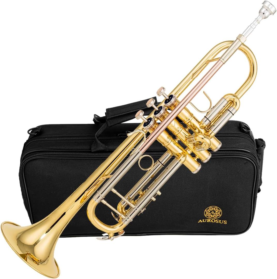 Bb trumpets red gold brass leadpipe mouthpipe advanced student professional trumpet Musical Instruments For Beginner Adults (710 gold brass)