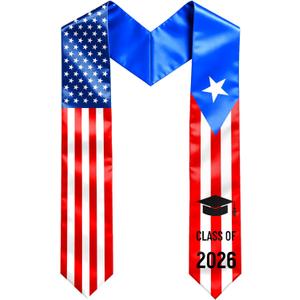 Graduation Stole Class of 2026, 72 Inch Flag Graduation Sash for College