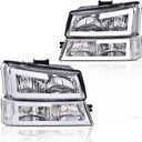 G-PLUS LED Headlights FitChevy Avalanche/Silverado 1500 2500 HD 3500 2003-2006/Fit Silverado 1500 2500 3500 Classic 2007,Headlamps Clear Lens Chrome Housing Clear Reflector,faros delanteros