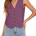 Floral Find Womens Casual Button Down Sleeveless Vest Fully Lined V Neck Business Jacket Waistcoat with Pocket M