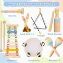 Baby Musical Instruments, Montessori Wooden Musical Toys for Toddlers 13, Xylophone Tambourine Triangle Maracas, Wooden Baby Instruments, Kids Preschool Educational Toys, Birthday Gift for Boys Girls