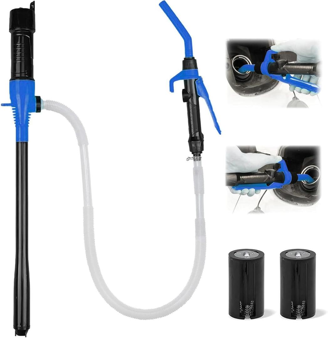 HORUSDY Portable Battery-Operated Fuel & Water Transfer Pump, 2.2GPM Automatic Siphon Pump for Gas Can & Tank, Handheld Liquid (Blue)