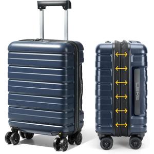 Lekesky 18 Inch Expandable Carry On Luggage Airline Approved, Hard Shell Suitcase with TSA Lock, Lightweight Spinner Wheels for Travel Weekend Trips Men Women, Blue