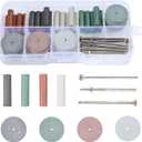 Silicone Polishing Wheels Kit Mixed Lab Buffing Wheel Rotary Hand Pieces Tool Assortment Kit 40pcs 4 Colors Rubber + 6 Pcs Mandrel Shank for Jewelry, Jade and Carving
