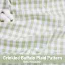 ZJDECOR Sage Green White Buffalo Plaid Valance for Kitchen Bathroom,Gingham Crinkled Not-See-Through Sheer Cafe Curtains,Farmhouse Window Treatment,Rod Pocket,52" Wx15 L(Pack of 1)