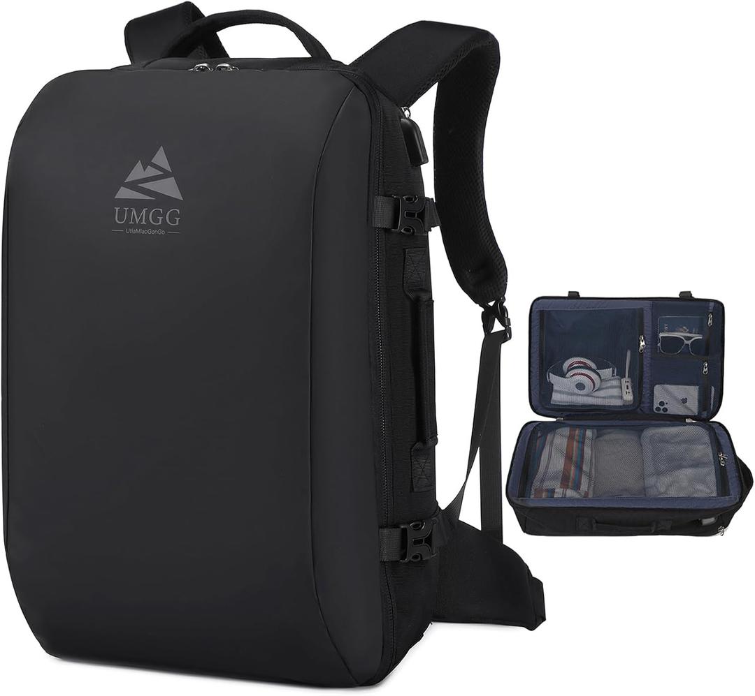 UMGG Travel Backpack for Men 40L, TSA Flight Approved Carry On Backpack with Rain Cover, 17inch Travel Laptop Backpack with USB Charging Port, Extra Large Luggage Suitcase Daypack Weekender Bag, Black