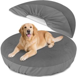 Dog Bed Covers Replacement Washable Waterproof Round Bed Protector for Donut Bed & Dog Couch, Gray 36 Inch