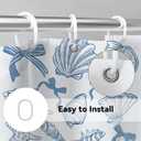 Blue Cute Beach Shower Curtain, Blue Ocean Beach Seashell Starfish Themed Bathroom Waterproof Fabric Coastal Summer Girly Shower Curtain Set with Hooks for Bathroom Decor 72x72 Inch