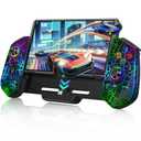 Switch Controller with Hall Joystick for Nintendo Switch/OLED, Wired Switch Pro Remote Controller with Crack LED/Turbo/4 Game Slot/Dual Motor,Handheld Joypad Replacement for Nintendo Switch Controller (Black Crack)
