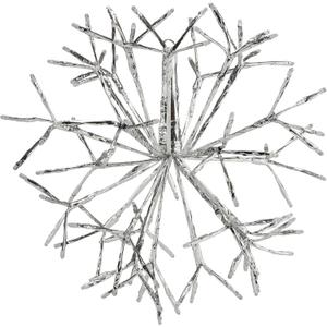 Alpine Corporation 16" Tall Hanging Snowflake Ornament with 96 Cool White LED Lights w/ 12 pcs Cool White Flashing Bulb, Festive Indoor/Outdoor Holiday Christmas Decor, White (Silver)