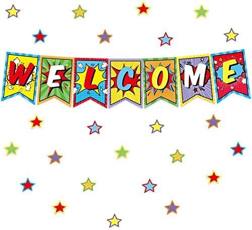 4 x Fancy Land Colorful Welcome Bulletin Board Set, 64Pcs, Classroom Decoration, 9.5 X 13.4 inches