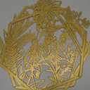 3 Pcs Gold Metal Flowers Wall Decor Minimalist Metal Flower Art Gold Floral Walls Hanging Decor for Living Room Bedroom Kitchen Bathroom Indoor Outdoor