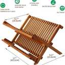 Utoplike Teak Dish Drainer Rack Collapsible 2 Tier Dish Rack Dish Drying Rack Foldable Plate Organizer Holder for Kitchen Compact