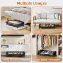 Somdot Under Bed Storage with Wheels, 2 Pack Bed Storage Containers with Dividers & Clear Lids, Easy Pull-out Metal Drawer for Clothes, Shoes,Toys, Blankets (Black)