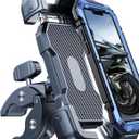 Motorcycle Phone Mount Holder, [150mph Wind Anti-Shake][7.2inch Big Phone Friendly] Bike Phone Holder, Motorcycle Handlebar Cell Phone Clamp, Compatible with iPhone 16 Pro Max, Black