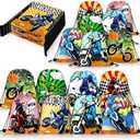 Boao 16 Pack Dirt Bike Favors Bag Racing Themed Party Drawstring Motorcycle Goodie Bags for Birthday Party Supplies Candy Gift Men Bike Lover