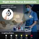 Nurse Night Light Clip for Badge - Rechargeable Magnetic Badge Light with 6 Brightness & 3 Color Modes, Hands-Free Nurse Essentials for Night Shift, Purse Light for Walking, Camping Black 1 Pack