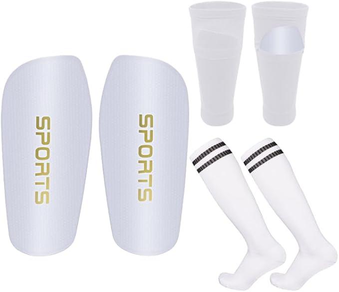 Pinellia Soccer Shin Guards for Kids Youth Adults - Shin Pads and Sleeves Set with Optimized Insert Pocket for Boys Girls Men Women for Football Games - Protective Soccer Equipment(XL,White)