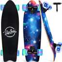 BELEEV Cruiser Skateboards for Beginners, 27 x 8 inch Complete Skateboard for Kids Teens Adults, 7 Ply Canadian Maple Double Kick Deck Concave Skateboard with Skate T-Tool