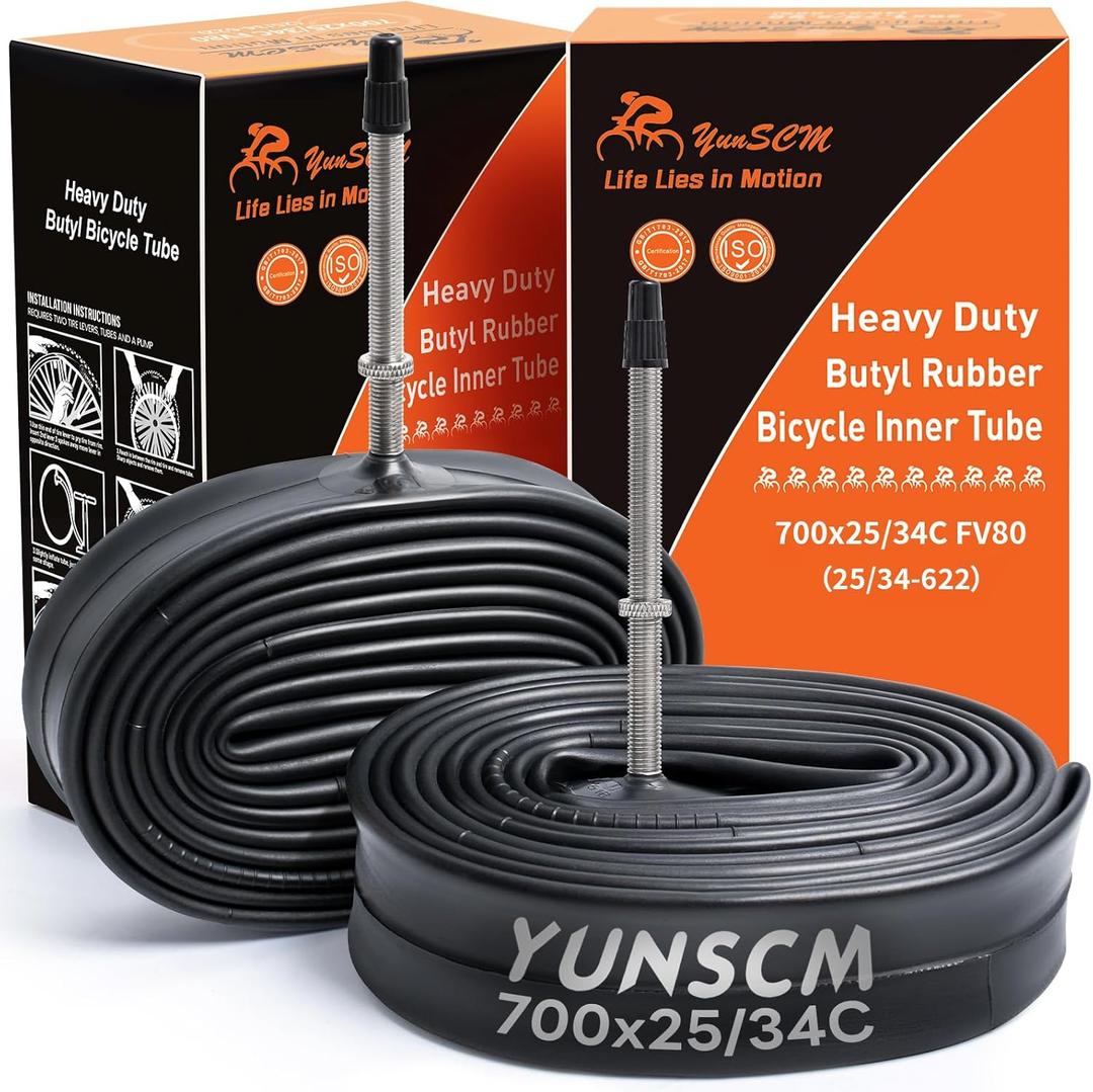 700C Heavy Duty Bike Tubes 700x25C/26C/28C/32C FV80 Presta Valve25/34-622 700C Bicycle Inner Tubes Compatible with 700x25C 700x26C 700x27C 700x28C 700x30C 700x32C 700x34C Bike Tire Tubes 2-PCS