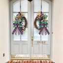 Hying Large Mardi Gras Bows for Wreath, Mardi Gras Fleur de Lis Wreath Bows Glitter Purple Plaid Bows Fat Tuesday Tree Bows Ornaments for Front Door Home New Orleans Carnival Decorations