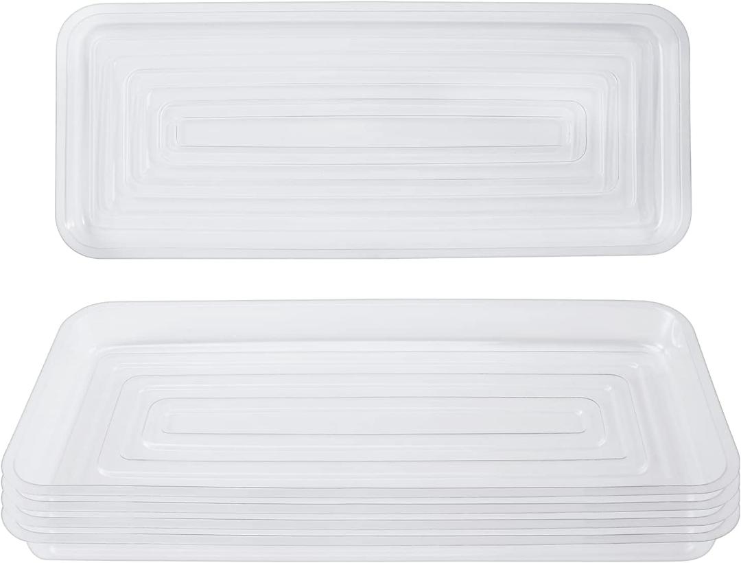 Idyllize Rectangular 5 Pieces of 15 by 6 Inch Clear Thick Plastic Heavy Duty Sturdy Plant Saucer Drip Trays for pots, Window Sills and Window Shelf (15"x6") (Rectangle)