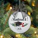 Mastered It Class of 2026 Masters Degree Graduation Ornament Christmas Ornament Tree Decoration Gifts for Her Him Graduation Gift for High School Graduate PhD College Students Glitter
