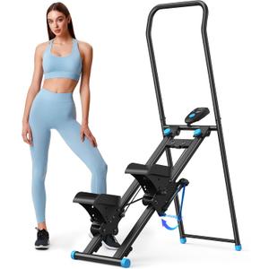 MERACH Stair Stepper for Home Gym Exercise, New Version Vertical Climber Machine for Full-Body Workout, Compact Folding Cardio Exercise Climber with Extended Step Range, Adjustable Handlebar & Pedals