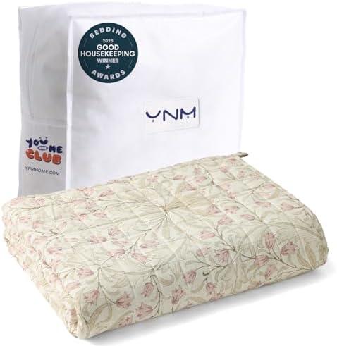 YnM 15lbs Weighted Blanket for Adults, Linen Heavy Bed Throw Blanket with Cooling Glass Beads for All Season Use, Ideal for ~110lbs (48x72 Inches, Twin/Full, Campanula)