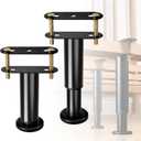 ZhouDaShu Adjustable Height Bed Frame Center Support Legs Replacement with Wider Base,Bed Reinforcement Kit for Metal/Wood Slats,Height from 5" to 9",Black-Set of 2