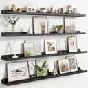FLYJOE Floating Picture Ledge Shelves for Wall Set of 4, 48 Inch Wall Shelves with Lip Long Large Nursery Book Shelf for Toys Storage Kids Bookshelf Wall Mounted Living Room Bedroom Decor Frames
