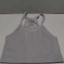 Crop Tank Tops for Women Ribbed Seamless Racerback Tank Top No Pad Camisole Tops for Yoga Gym Workout (Medium-Large, Grey)