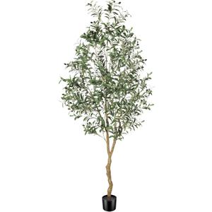 7ft Faux Olive Tree - Olive Trees Artificial Indoor 7 Feet with Realistic Leaves and Natural Wood Trunk, Potted Fake Silk Plant Artificial Trees Indoor for Home Office Decor