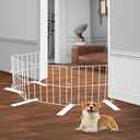 YORWHIN Short Puppy Gate - 17 Inch Height, Free Standing, Expands Up to 48 Inches, Indoor/Outdoor, Step Over Pet Fence for Small Dogs