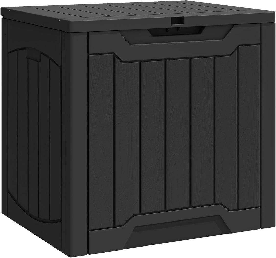 YITAHOME Outdoor Resin Storage Box 31 Gal, Water-resistant Patio Deck Box Outdoor Storage Box for Pillows, Garden Equipment, Securely Lockable, Black