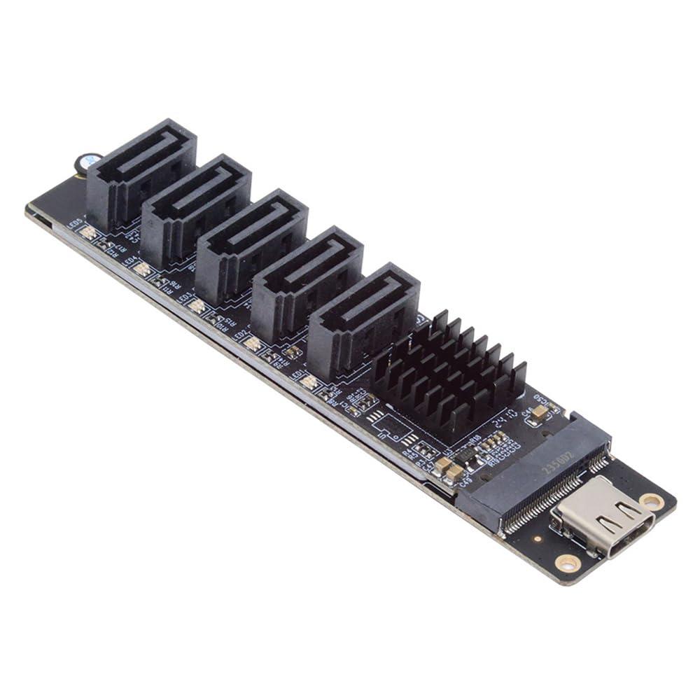 cablecc 10Gbps USB-C 5 Ports Type-C to 6Gbps NGFF B+M Key SATA Adapter Converter PM Port Multiplier Selector JMB575 JMS580