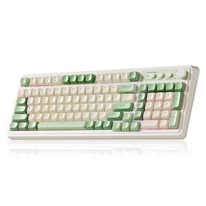 AULA S99 Gaming Keyboard, Wireless Computer Keyboards, Tri-Mode Bluetooth/2.4GHz/USB-C Custom Creamy Keyboard with Number Pad, RGB Backlit Media Knob Cute Programmable Keyboard for PC Gamer - Green