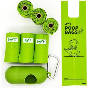 Ley's Compostable Dog Poop Bags, Plant-Based Biodegradable Doggie Waste Bags with Easy Tie Handles, Unscented, Vegetable-Based, Dog Bags Refill Rolls