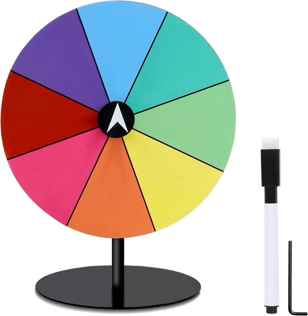 Airpark Prize Wheel Dry Erase 8 Inch Spinning Wheel for Prizes All Metal Tabletop Roulette Wheel of Fortune for Party Birthday Wedding Housewarming Christmas New Year Graduation and Carnival Games