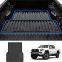 T TGBROS Truck Bed Mat for 2005-2023 Toyota Tacoma Accessories 5FT Bed Liner Double Cab All Weather TPE Heavy Duty Pickup Car Bed Cargo Mat Custom Fit Non-Slip Black