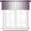 Purple Ombre Sheer Valances for Windows, Modern Abstract Art Light Filtering Kitchen Curtains Valance, Purple White Gradient Chiffon Rod Pocket Curtains for Living Room/Bedroom/Cafe 54"x18"