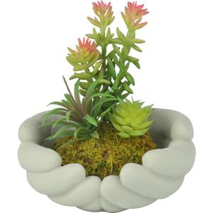 Small Artificial Plants, Mini Succulent Plants with Cute Plant Pot, Artificial Succulents in Pots for Office Desk Decor and Bedroom Kitchen Bathroom Plants Decor (C)