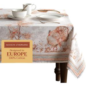Maison d' Hermine Table Cloth Rectangle Table 100% Cotton 70 x 120 Inches Fall Tablecloth Reusable Everyday Use for Thanksgiving Christmas Decorations Dining Farmhouse Party (Giving Thanks)