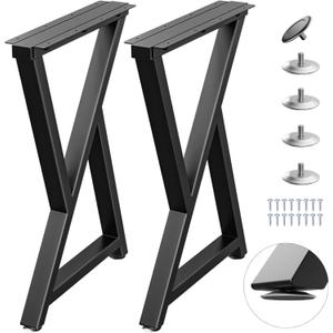 Metal Table Legs Heavy Duty, 28H x 18W, Metal Furniture Legs for Dining Desk Bench and Coffee Table, Industrial Black DIY Iron Bench Legs, Set of 2 (Z Shape)