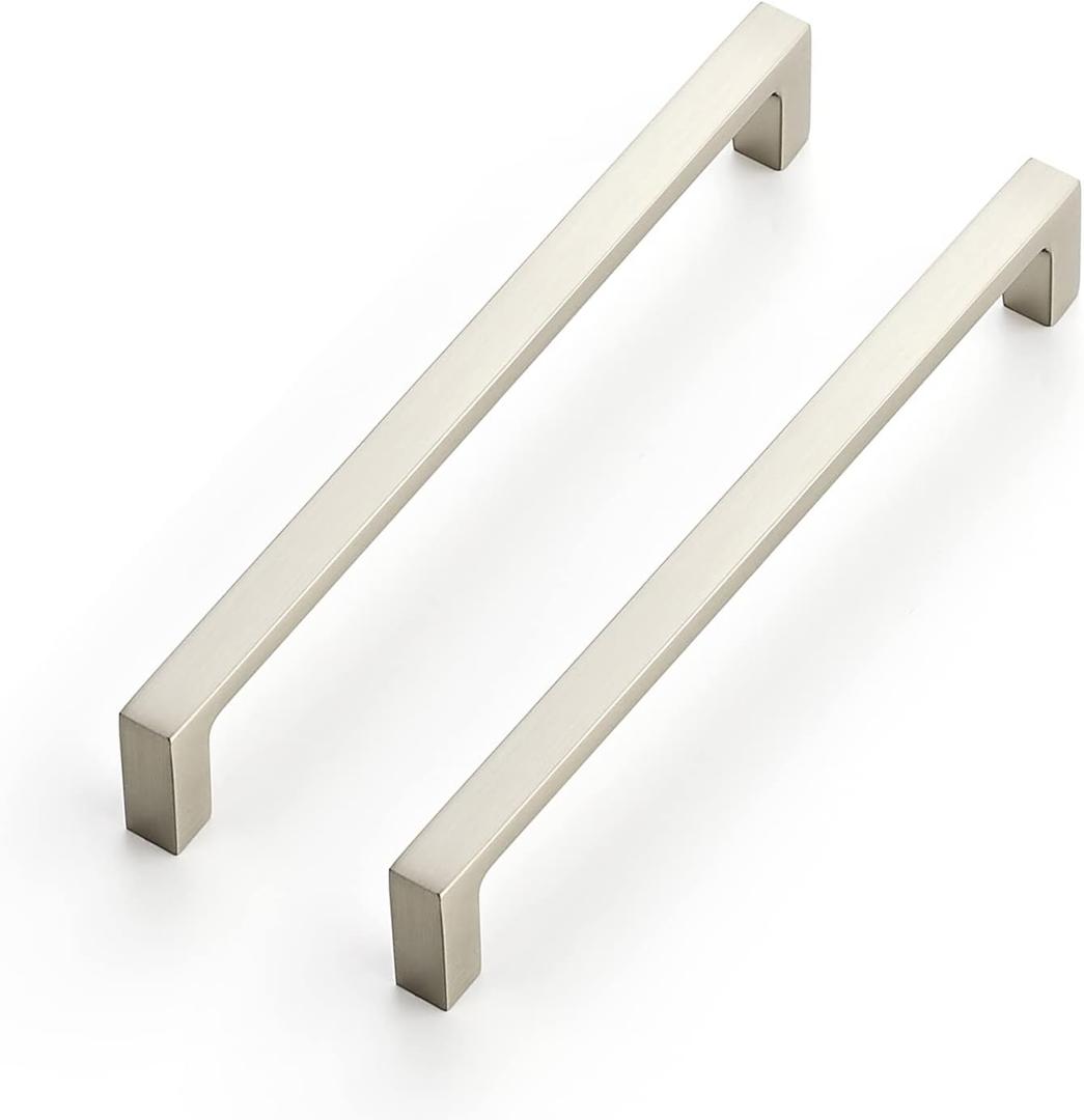 Ravinte 15 Pack Solid 6-1/4 Inch Square Cabinet Handles - Brushed Nickel Pulls for Drawers and Kitchen Cabinets - Hardware Handles